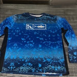 XL Blue Long Sleeve Graphic Shirt, fishing